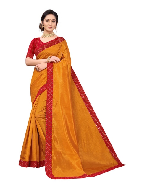 

KALINI Mustard & Red Silk Blend Saree