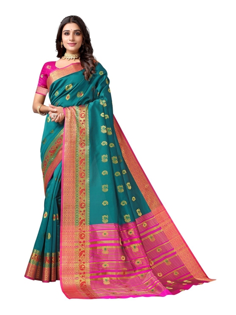 

KALINI Turquoise Blue Woven Design Saree