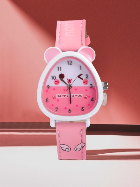 

Spiky Kids Pink Printed Dial & Multicoloured Leather Straps Analogue Watch Hty_Wht
