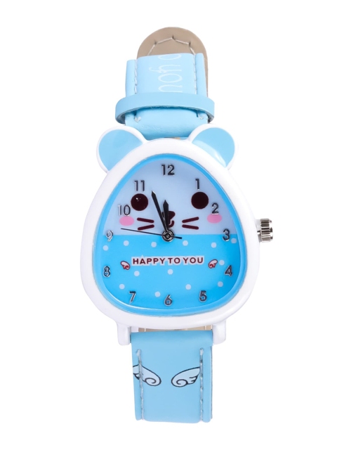 

Spiky Kids White Printed Dial & Blue Leather Straps Analogue Watch Hty_Blue_Wht_1