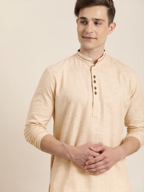 

SHVAAS by VASTRAMAY Men Beige Cotton Short Sustainable Kurta