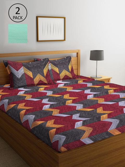 

KLOTTHE Multicoloured Geometric 210 TC 2 King Bedsheet with 4 Pillow Covers, Multi