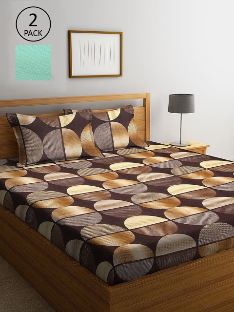 

KLOTTHE Multicoloured Geometric 210 TC 2 King Bedsheet with 4 Pillow Covers, Multi