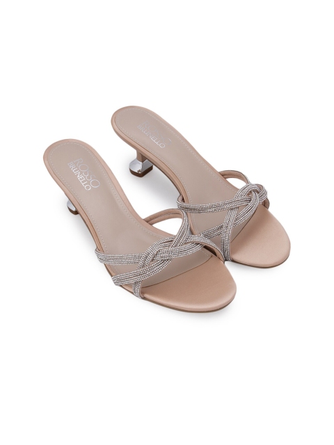 

ROSSO BRUNELLO Beige Embellished PU Kitten Heels