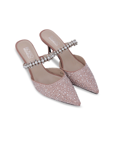 

ROSSO BRUNELLO Pink Embellished PU Mules