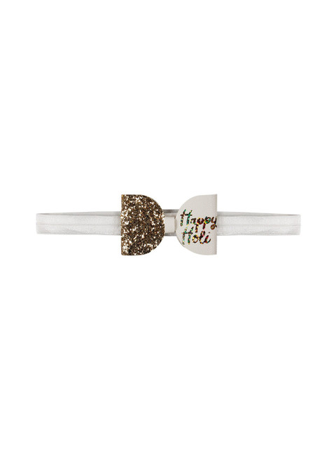 

Aye Candy Girls White & Gold-Toned Happy Holi Bow Headband