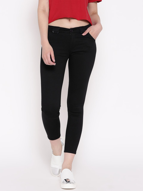 

Devis Women Black Slim Fit Solid Cropped Regular Trousers