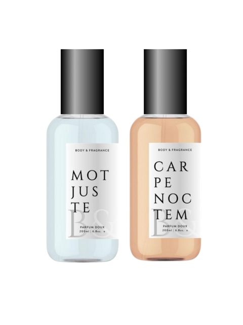

B&F Set of Mot Juste & Carpe Noctem Parfum Doux Body Spray - 200 ml Each, Blue
