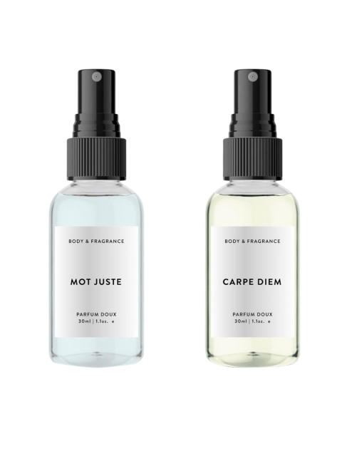 

B&F Set of Carpe Diem & Mot Juste Parfum Doux Body Spray 30 ml each, Transparent