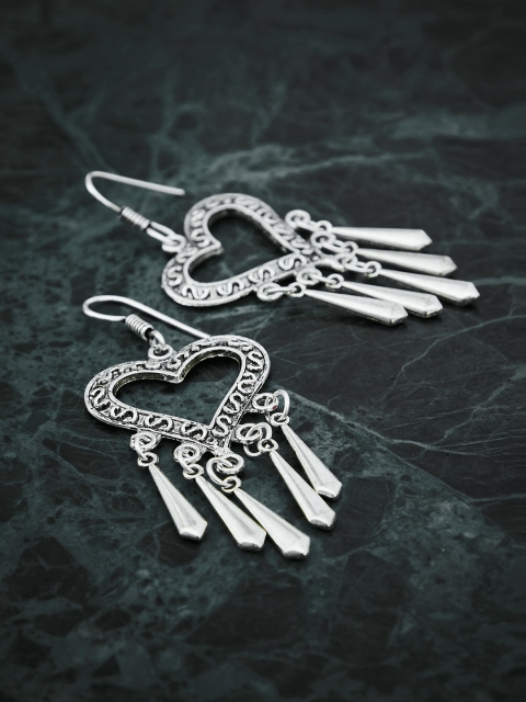

ZeroKaata Oxidized Silver-Plated Contemporary Drop Earrings