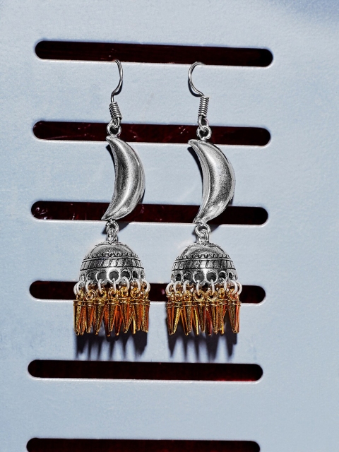 

ZeroKaata Silver-Plated German Silver Contemporary Jhumkas Earrings