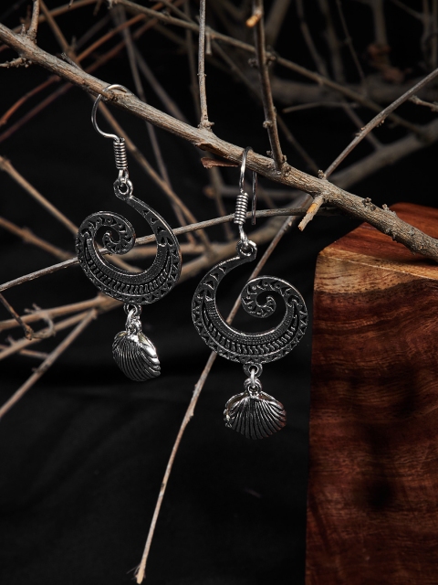 

ZeroKaata Silver-Toned Contemporary Spiral Drop Earrings