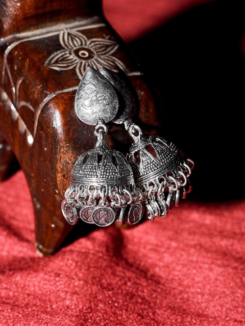 

ZeroKaata Silver-Toned Contemporary Jhumkas Earrings