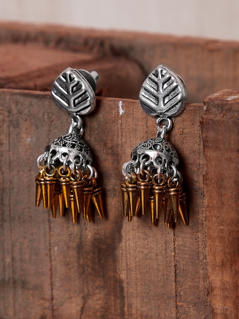 

ZeroKaata Oxidized Silver-Plated Contemporary Jhumkas