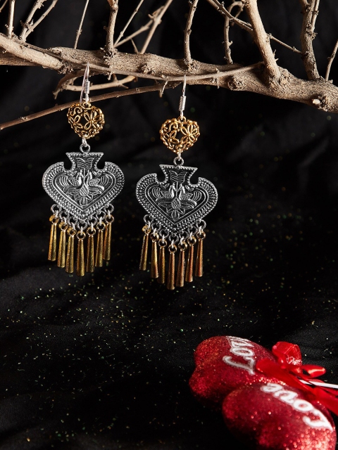 

ZeroKaata Silver-Plated German Silver Contemporary Drop Earrings
