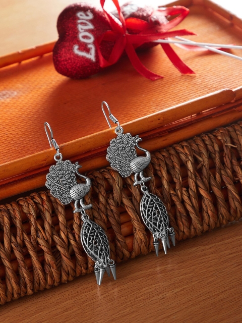 

ZeroKaata Silver-Toned Contemporary Drop Earrings