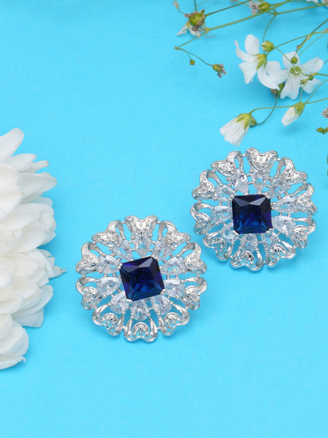 

KARATCART Blue Contemporary Studs Earrings