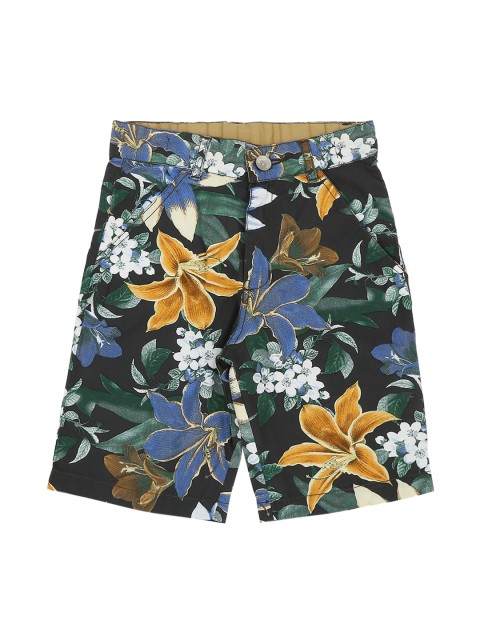 

Actuel Boys Olive Green & Blue Floral Printed Regular-Fit Shorts