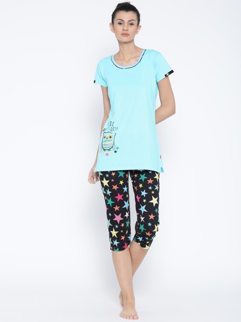 

Red Rose Blue & Black Printed Lounge Set 8031