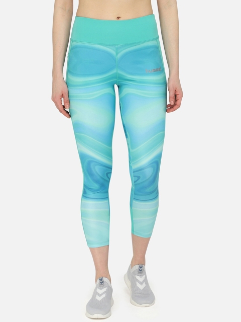 

hummel Women Sea Green Printed High-Rise Training Tights