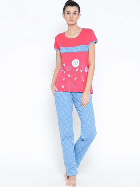 

Red Rose Pink & Blue Printed Lounge Set 8058