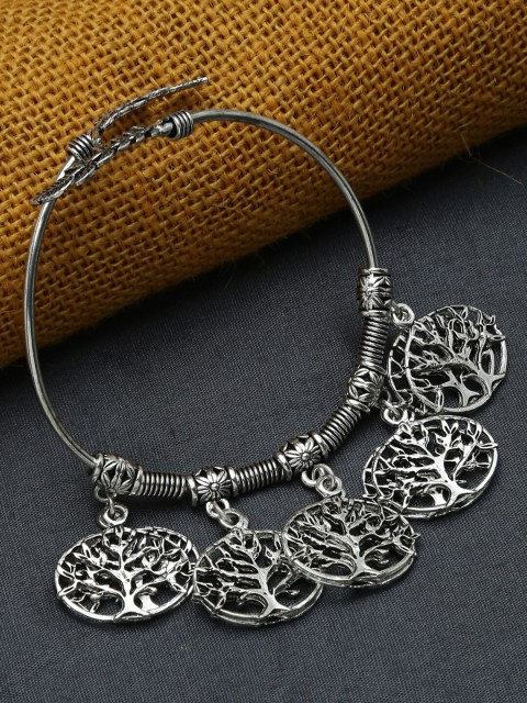

ZeroKaata Women Silver-Toned German Silver Tribal Bangle-Style Bracelet