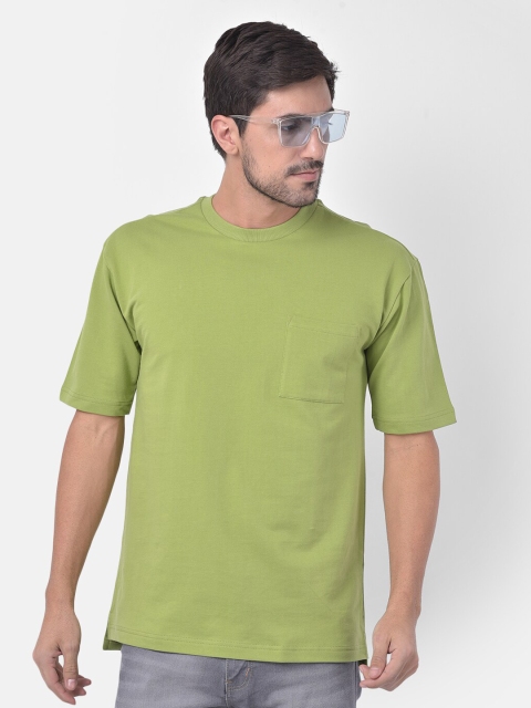 

Melangebox Men Green Solid Round Neck T-shirt