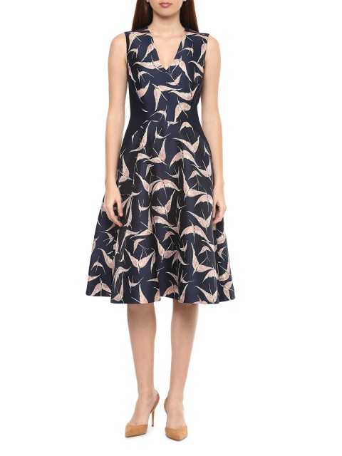 

Phase Eight Women Navy Blue Printed A-Line Maxi Dress