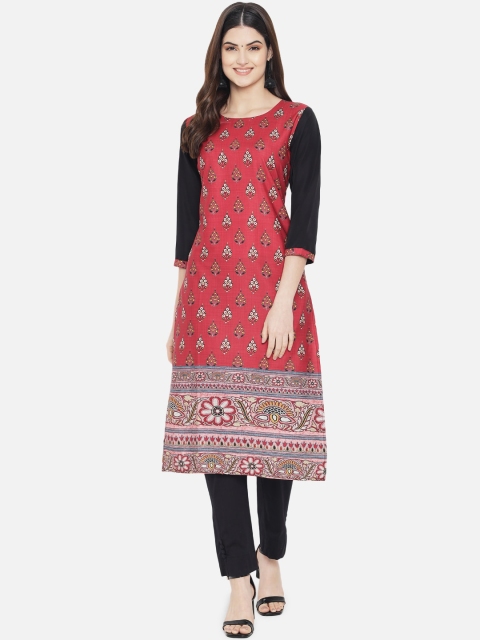 

Ethnic basket Maroon & Black Ethnic Motifs Printed Crepe Kurta