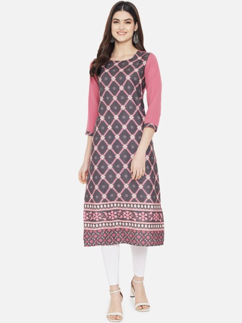 

Ethnic basket Women Purple Geometric Printed Crepe Kurta