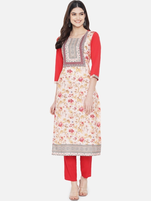 

Ethnic basket Women Multicoloured Floral Printed Crepe Kurta, Multi