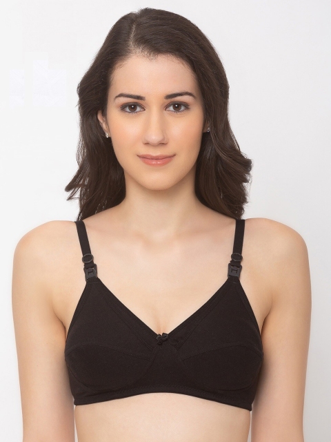 

MomToBe Black Solid Non-Padded Feeding/Nursing Cotton Bra
