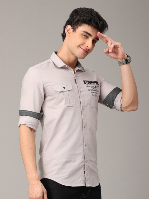 

FOGA Men Premium Slim Fit Printed Pure Cotton Casual Shirt, Na