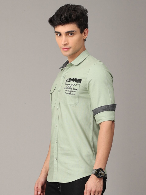 

FOGA Men Green Premium Slim Fit Pure Cotton Casual Shirt