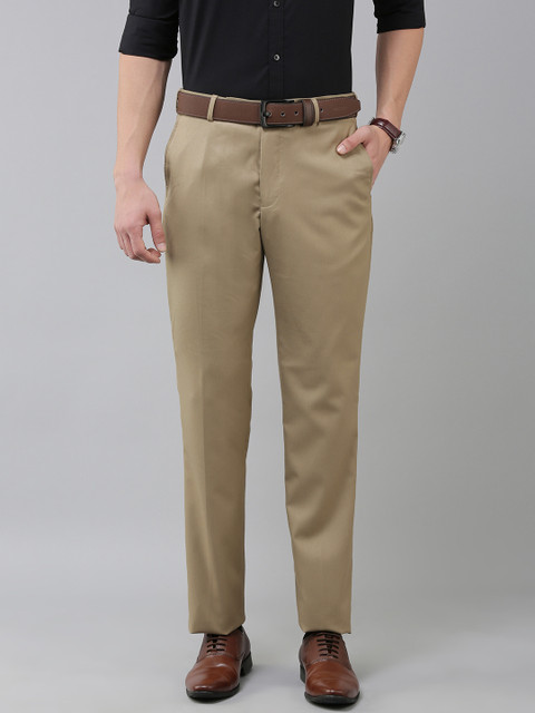 

Park Avenue Men Dark Beige Solid Smart Regular Fit Mid-Rise Plain Woven Formal Trousers