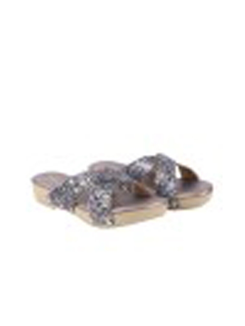 

THE WHITE POLE Women Silver-Toned Ethnic Open Toe Flats