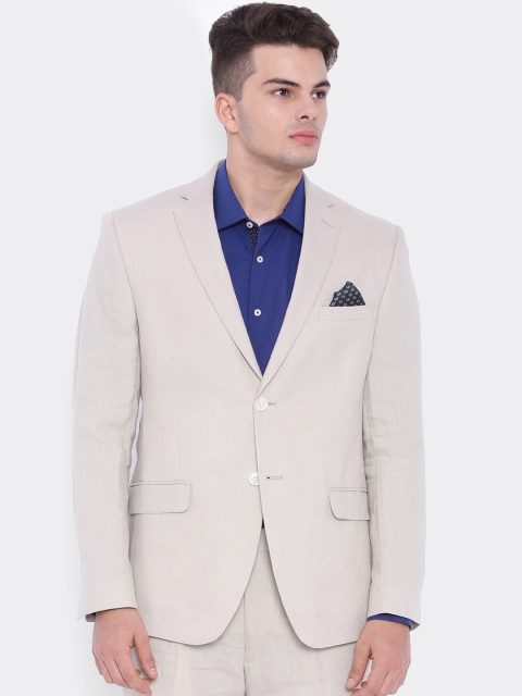 

SUITLTD Beige Linen Regular Fit Single-Breasted Formal Blazer