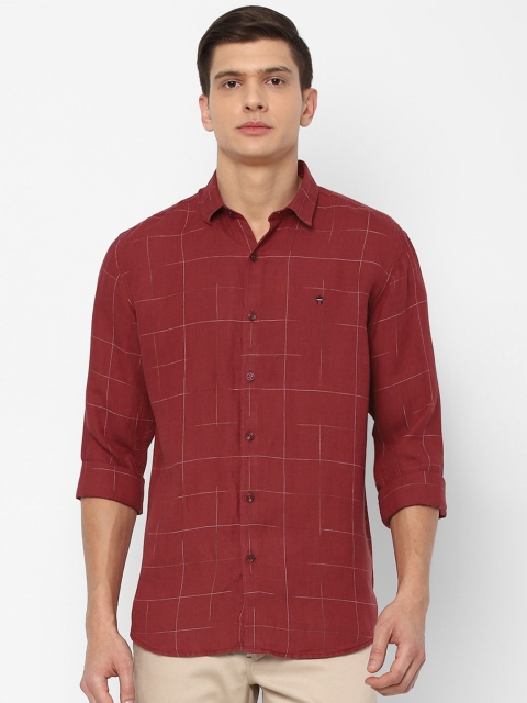 

Louis Philippe Sport Maroon Slim Fit Windowpane Checked Casual Shirt