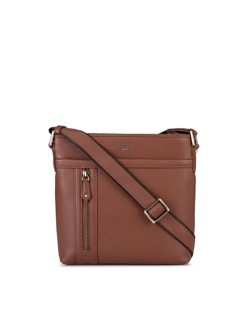 

Da Milano Men Brown Solid Leather Messenger Bag