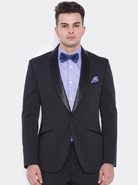 

SUITLTD Black Slim Fit Single-Breasted Tuxedo Blazer