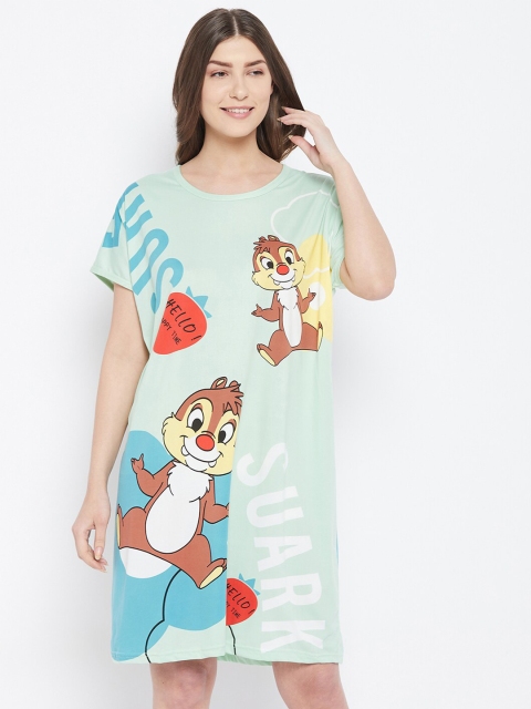 

Camey Women Green & Blue Graphic Printed Nightdress