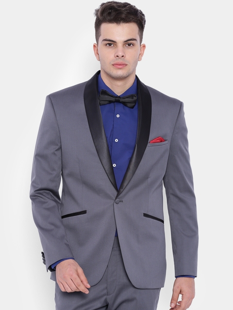 

SUITLTD Grey Single-Breasted Regular Fit Tuxedo Blazer