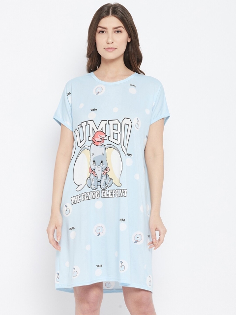 

Camey Women Blue & White Printed Knee-length Nightdress