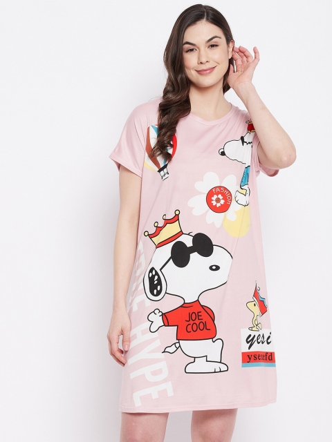 

Camey Women Pink Cartoon Printed T Shirt Nightdress