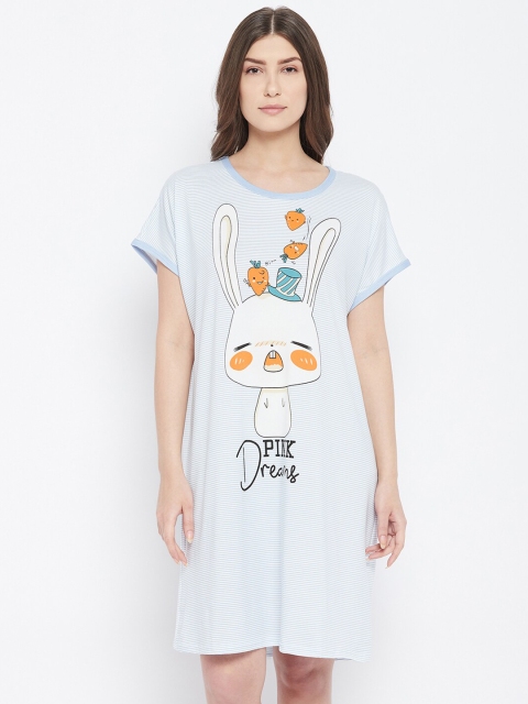 

Camey Women Blue Cartoon Printed T Shirt Nightdress