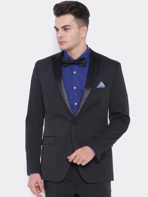 

SUITLTD Black Slim Fit Single-Breasted Tuxedo Blazer