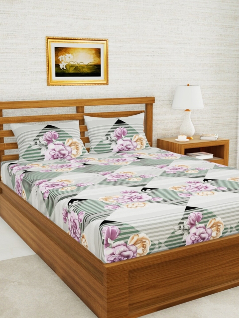 

BIANCA Multicoloured Floral 152 TC Queen Bedsheet with 2 Pillow Covers, Multi