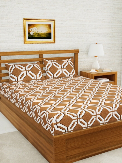 

BIANCA Must Geometric Printed 152 TC 1 Queen Bedsheet with 2 Pillow Covers, Mustard