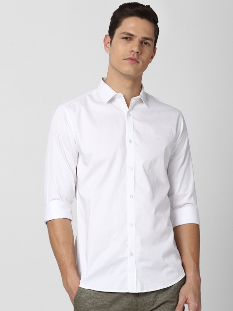 

V Dot Men White Slim Fit Casual Shirt