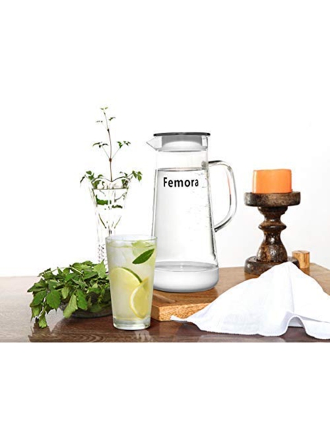 

Femora Transparent Solid Borosilicate Glass Jug With Metallic Lid